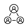 dark outline of cluster of three people