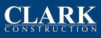 Clark logo with blue background with white 'Clark' text